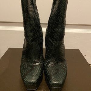 Gucci Dark Green Python Ankle Booties